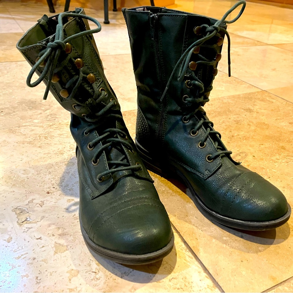 Green combat boots